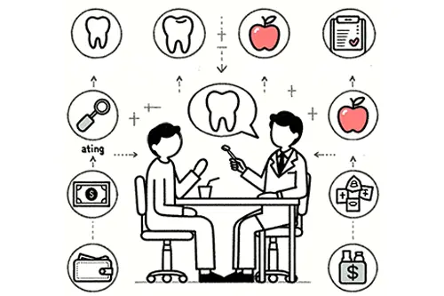 歯医者で治療選択を考えるための優先順位のイラスト