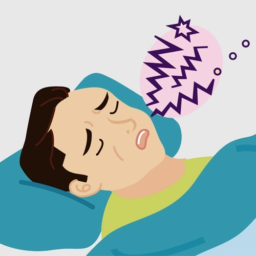 口を開けて寝る男性